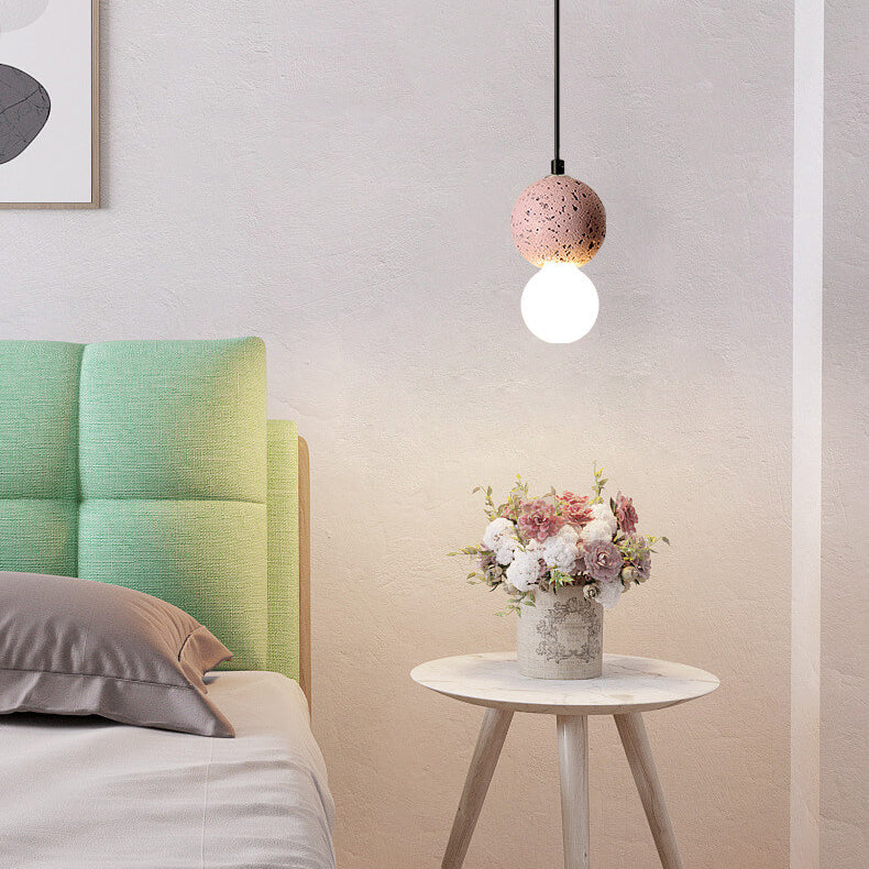 Zeitgenössische skandinavische Orb Terrazzo 1-Lampe Pendelleuchte für das Schlafzimmer