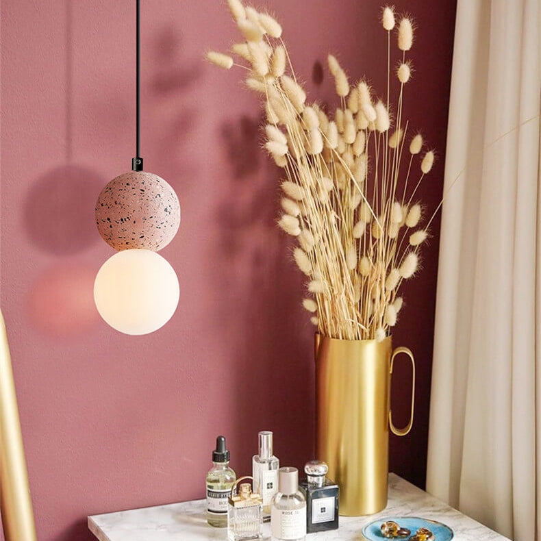 Zeitgenössische skandinavische Orb Terrazzo 1-Lampe Pendelleuchte für das Schlafzimmer
