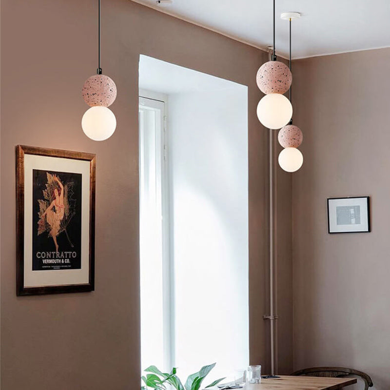Zeitgenössische skandinavische Orb Terrazzo 1-Lampe Pendelleuchte für das Schlafzimmer