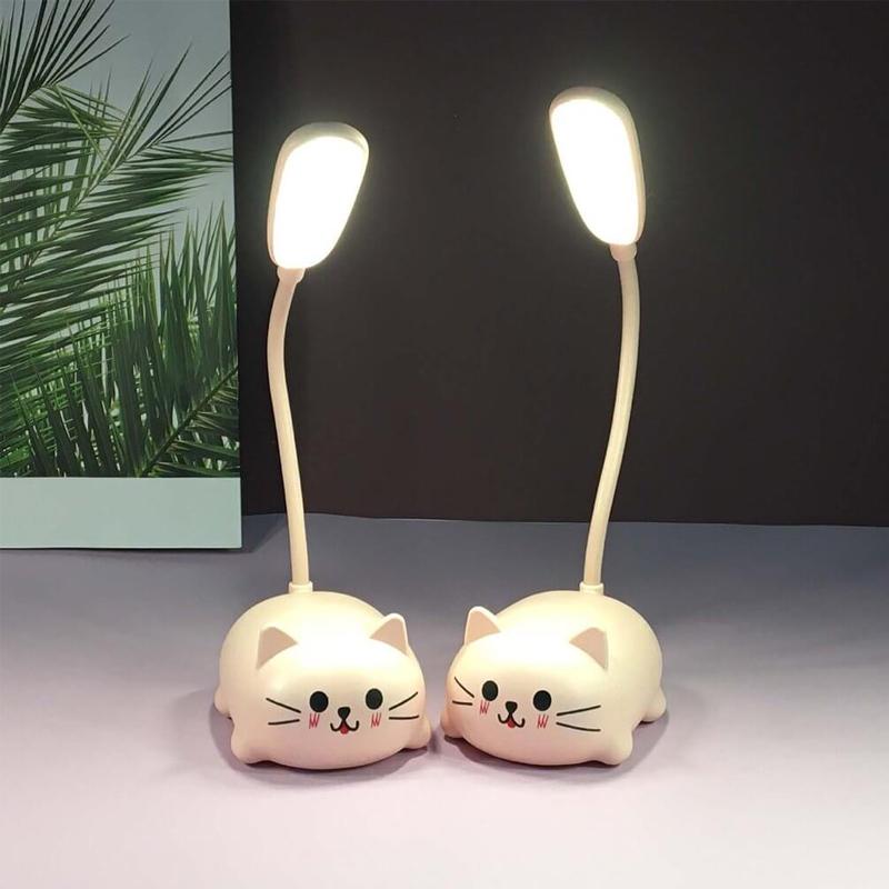 Mini cartoon cat LED eye protection reading lamp USB rechargeable desk lamp
