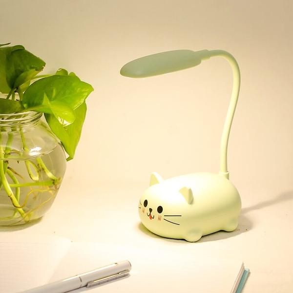 Mini cartoon cat LED eye protection reading lamp USB rechargeable desk lamp