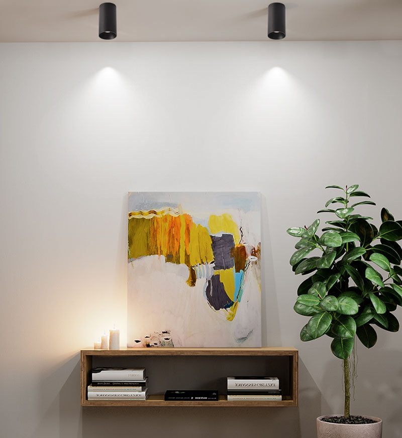 Minimalistische LED Deckenleuchte in Zylinderform – Moderne Aufbaulampe in Schwarz & Weiß für Flur, Küche & Wohnzimmer