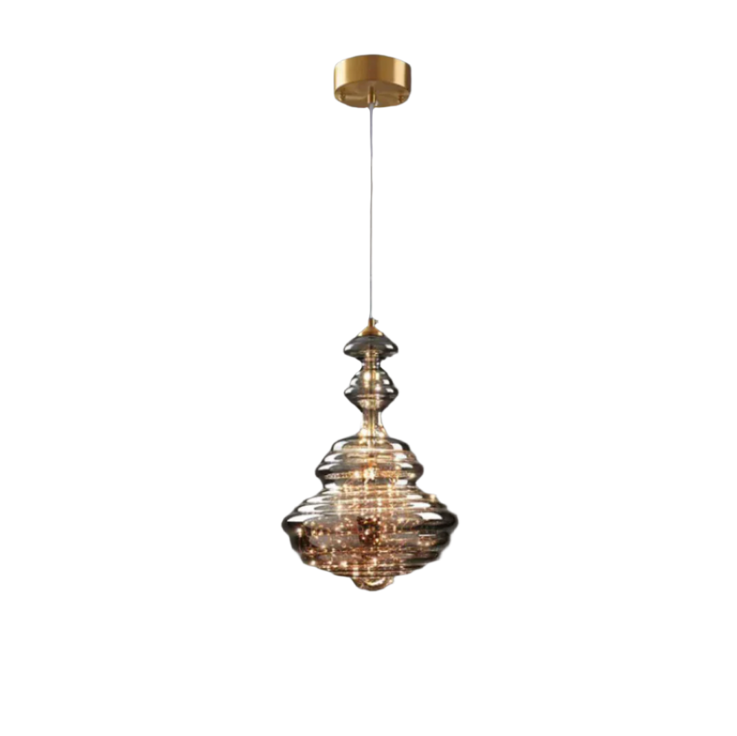 Luxuriöse Glas-Pendelleuchte mit LED-Lichterketten – Designer Hängelampe für Esszimmer, Wohnzimmer & Hotels – Vintage Modern Glamour