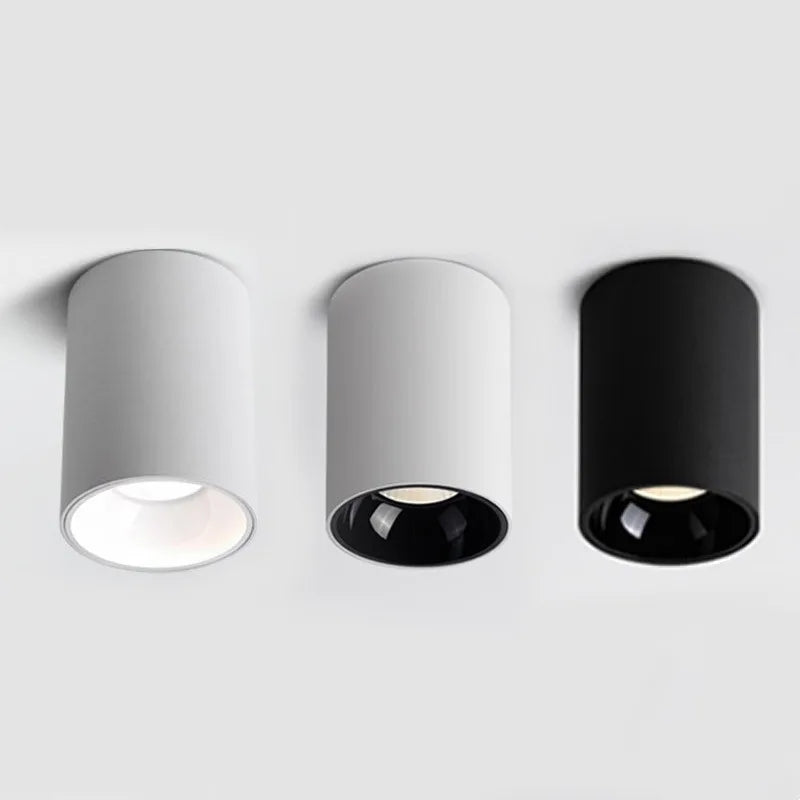 Minimalistische LED Deckenleuchte in Zylinderform – Moderne Aufbaulampe in Schwarz & Weiß für Flur, Küche & Wohnzimmer