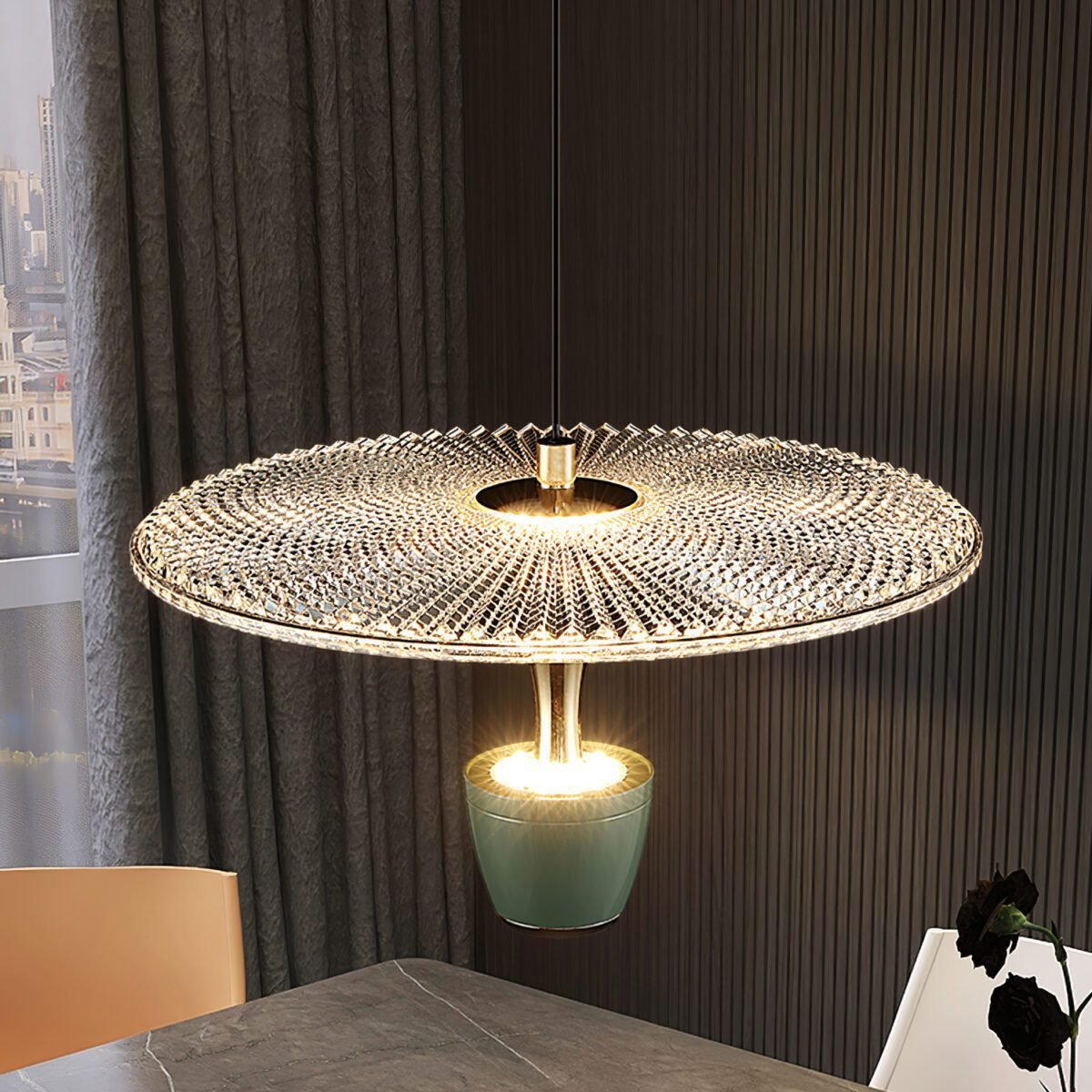 Design Pendelleuchte im Vintage-Look – Edle Hängelampe mit Glasdetails & Goldakzenten für Esszimmer & Wohnzimmer