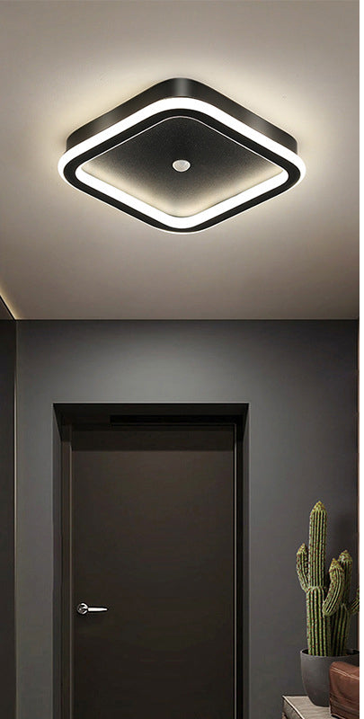 Moderne LED Deckenleuchte im geometrischen Design – Quadratische Flur- und Wohnzimmerlampe mit indirektem Licht