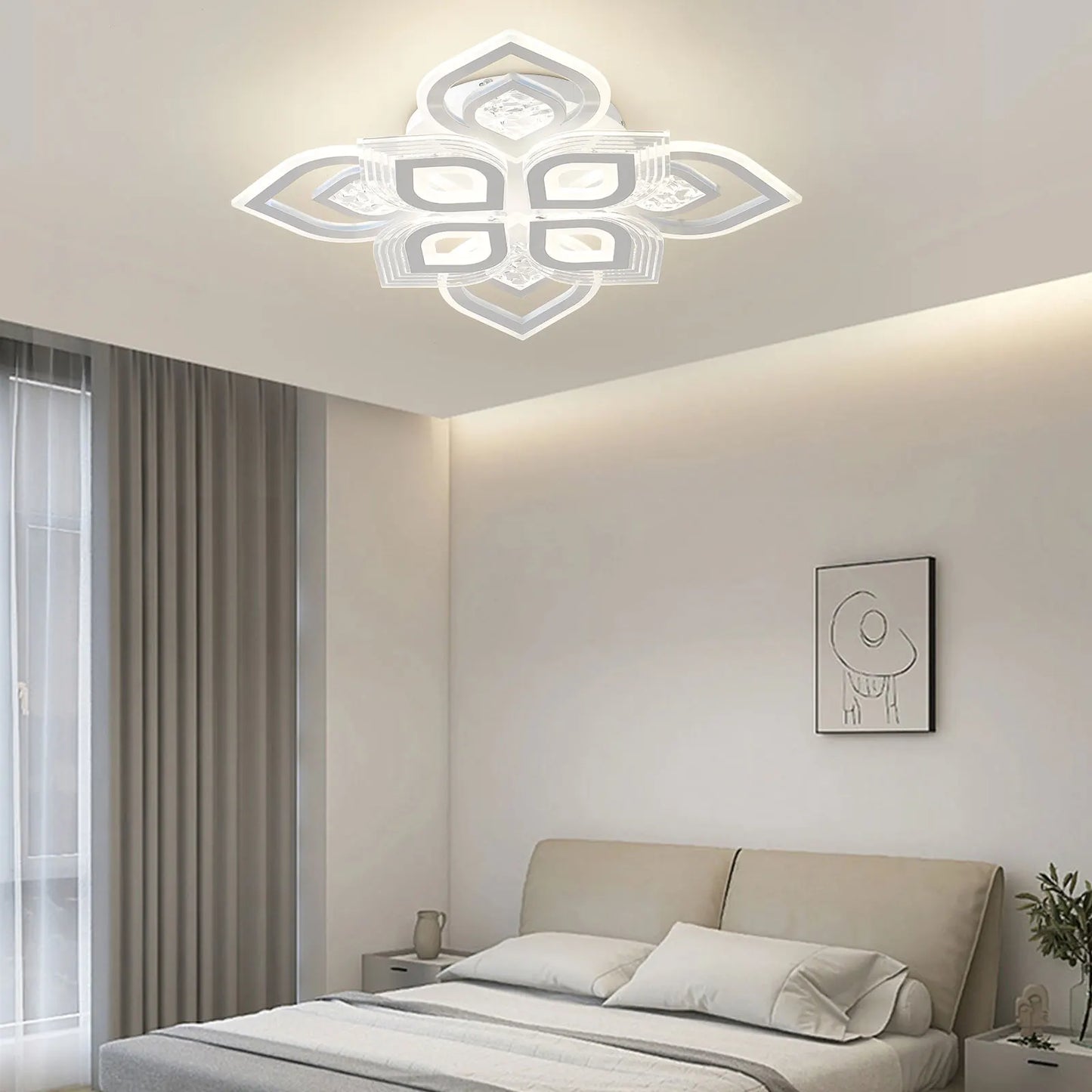 Moderne Acryl-Deckenleuchte mit Kristalloptik – Dimmbar, LED geeignet, stilvolle Wohnzimmerlampe