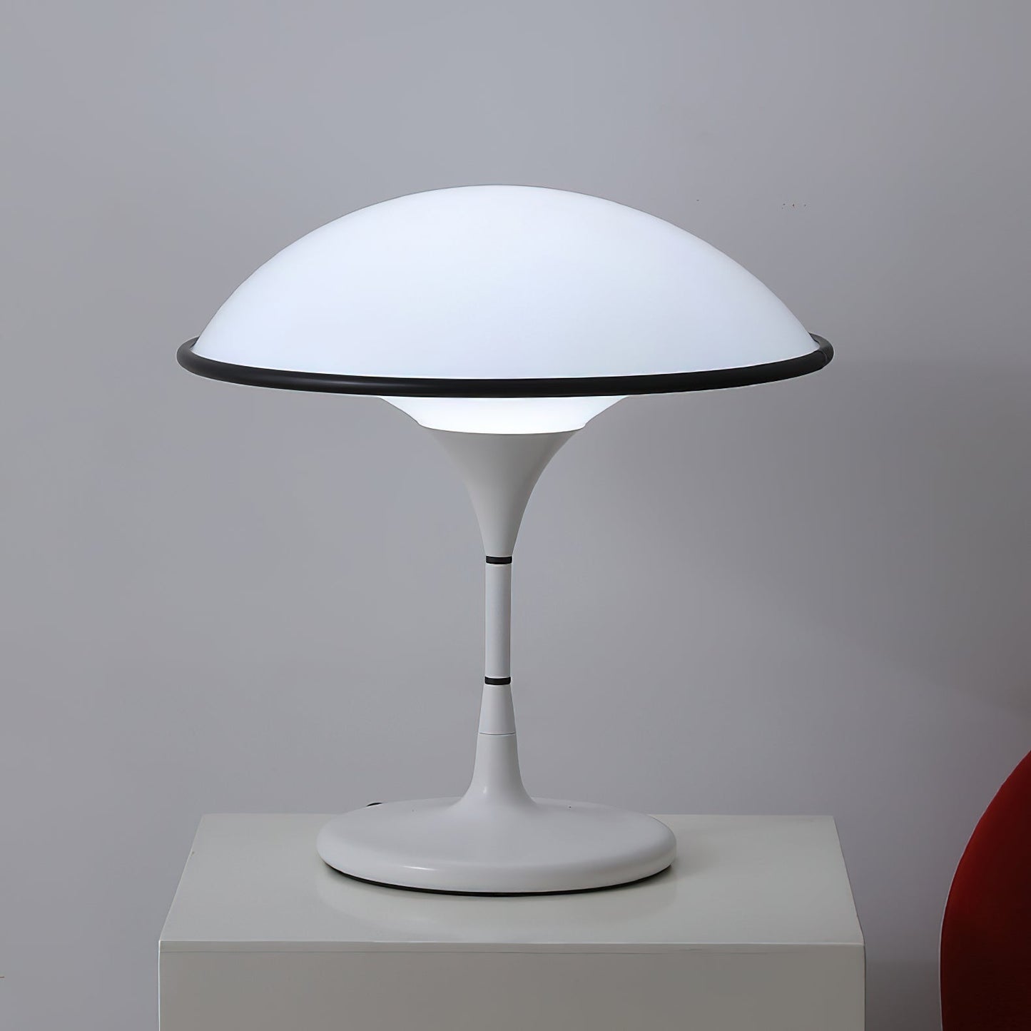 Modern designer table lamp for living room & bedroom – Dimmable LED light, mushroom shape, ambient lighting, minimalist retro style