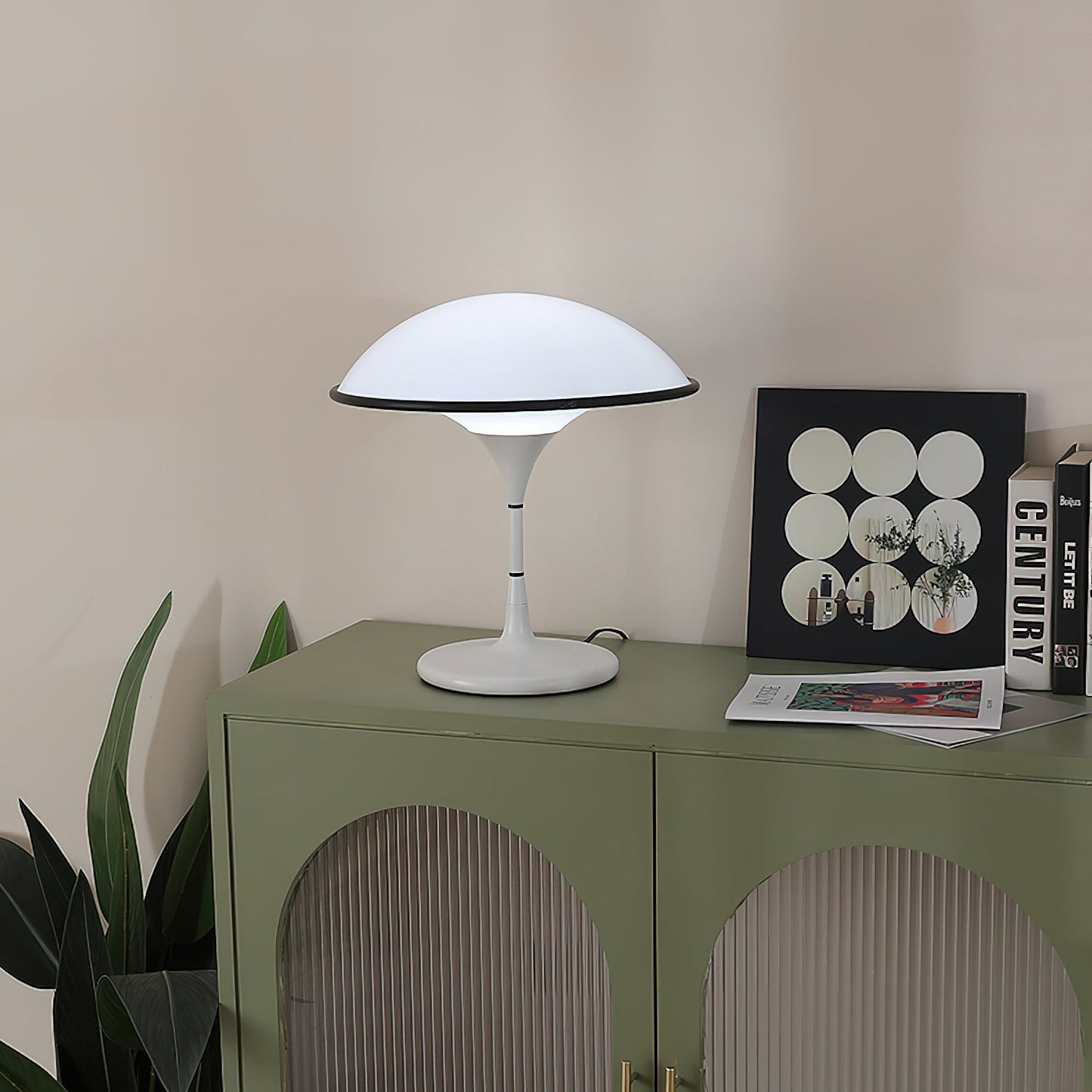Modern designer table lamp for living room & bedroom – Dimmable LED light, mushroom shape, ambient lighting, minimalist retro style