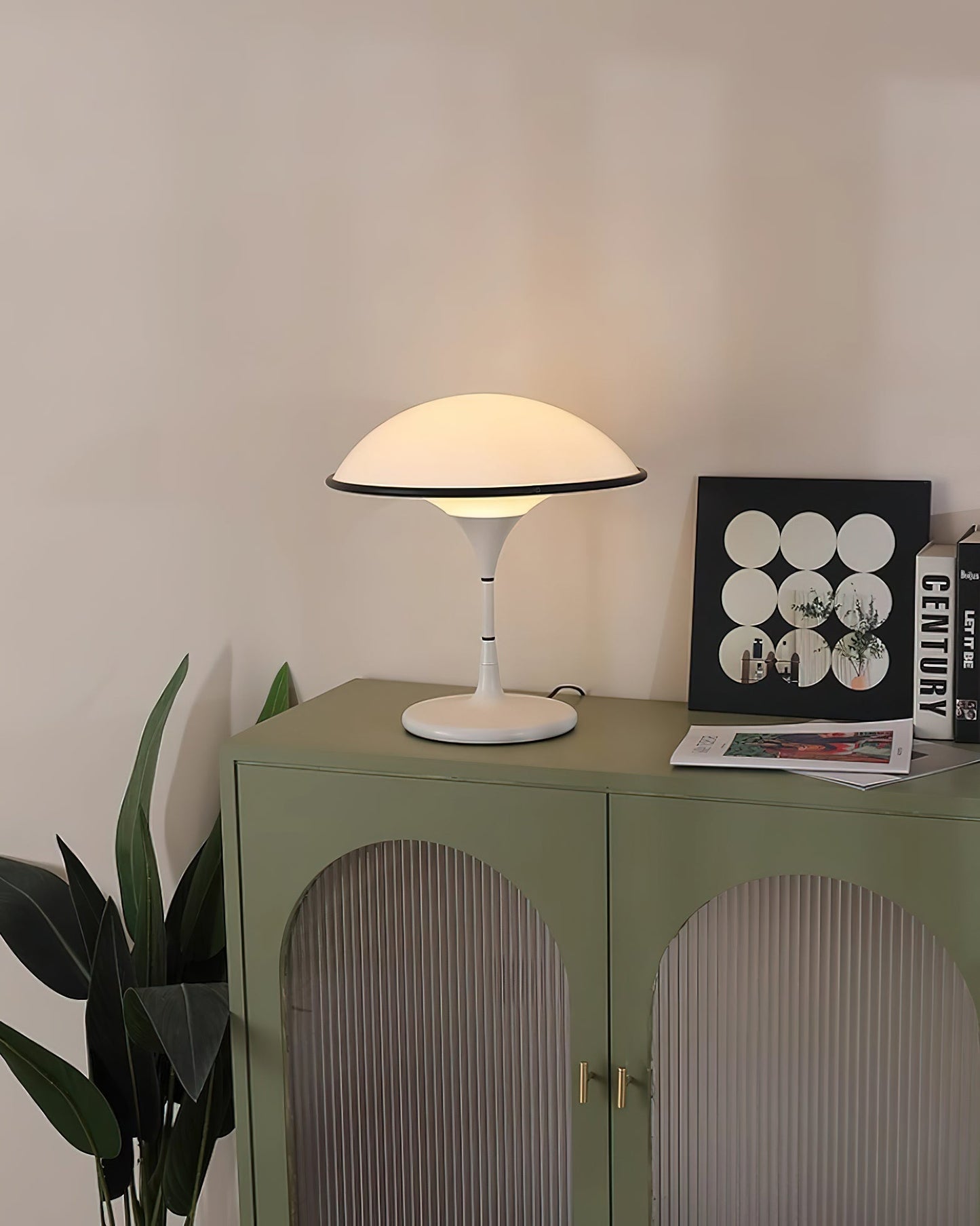 Modern designer table lamp for living room & bedroom – Dimmable LED light, mushroom shape, ambient lighting, minimalist retro style