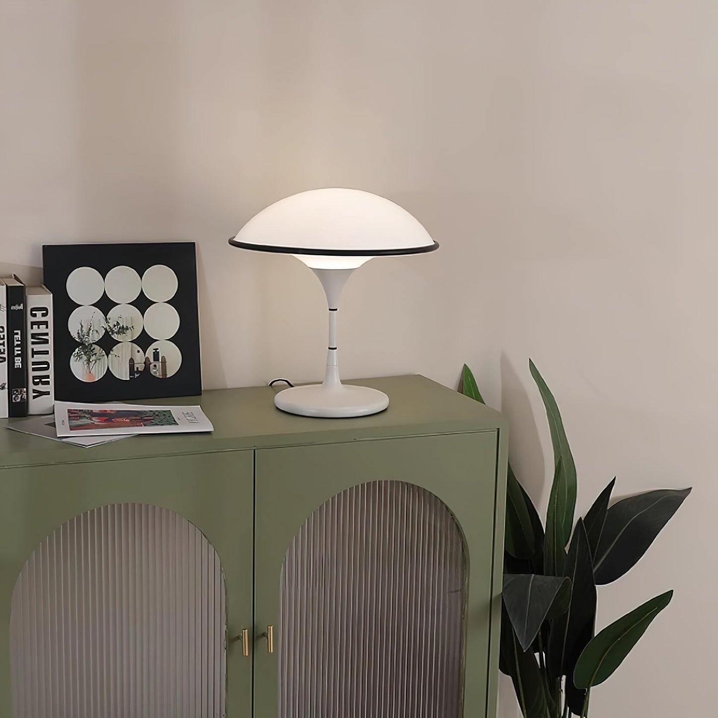 Modern designer table lamp for living room & bedroom – Dimmable LED light, mushroom shape, ambient lighting, minimalist retro style
