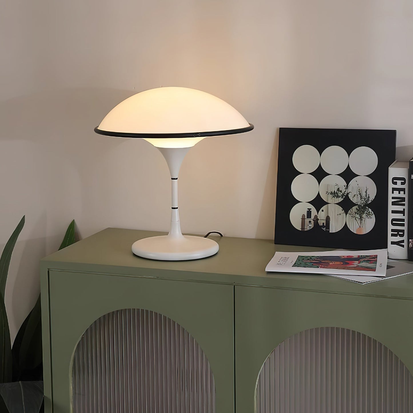 Modern designer table lamp for living room & bedroom – Dimmable LED light, mushroom shape, ambient lighting, minimalist retro style