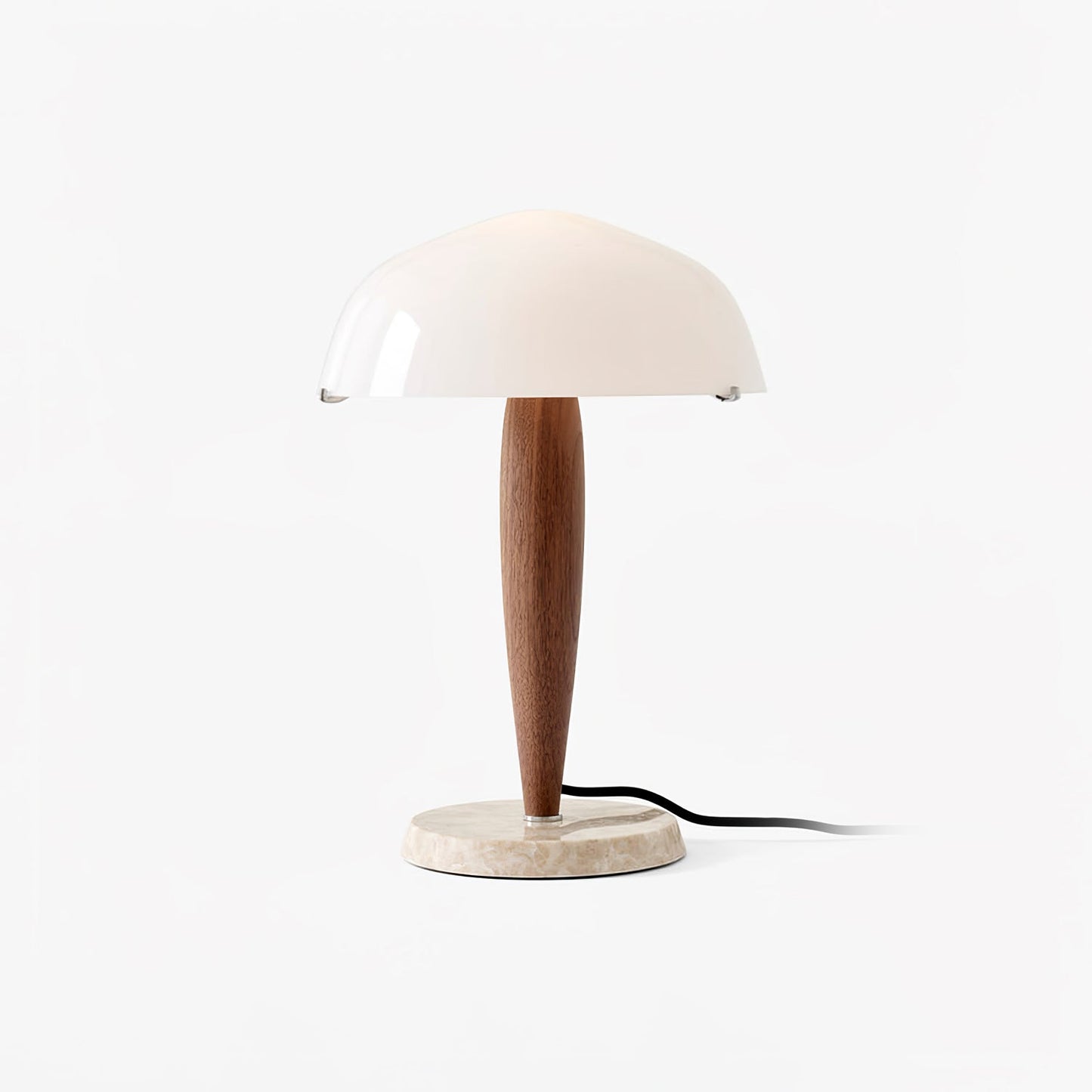 Herman Tischlampe – E14-Fassung, Glas-Walnuss-Marmor Design, LED-kompatibel, literarisch inspiriert