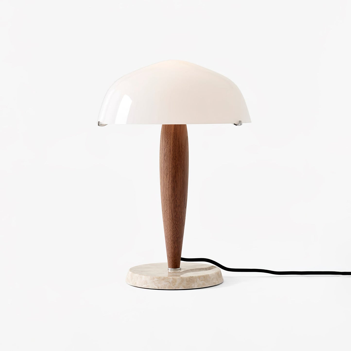 Herman Tischlampe – E14-Fassung, Glas-Walnuss-Marmor Design, LED-kompatibel, literarisch inspiriert