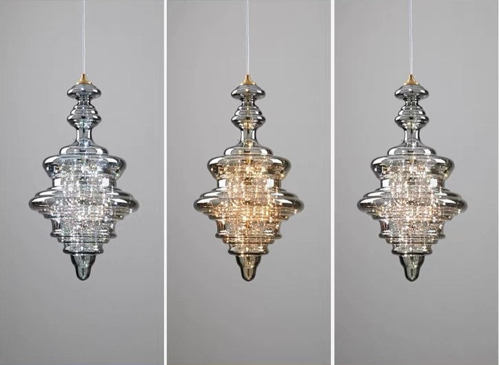 Luxuriöse Glas-Pendelleuchte mit LED-Lichterketten – Designer Hängelampe für Esszimmer, Wohnzimmer & Hotels – Vintage Modern Glamour