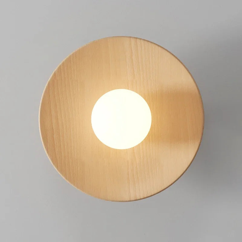 Wood pendant lamp in modern design, LED-compatible ceiling light for living room or dining room