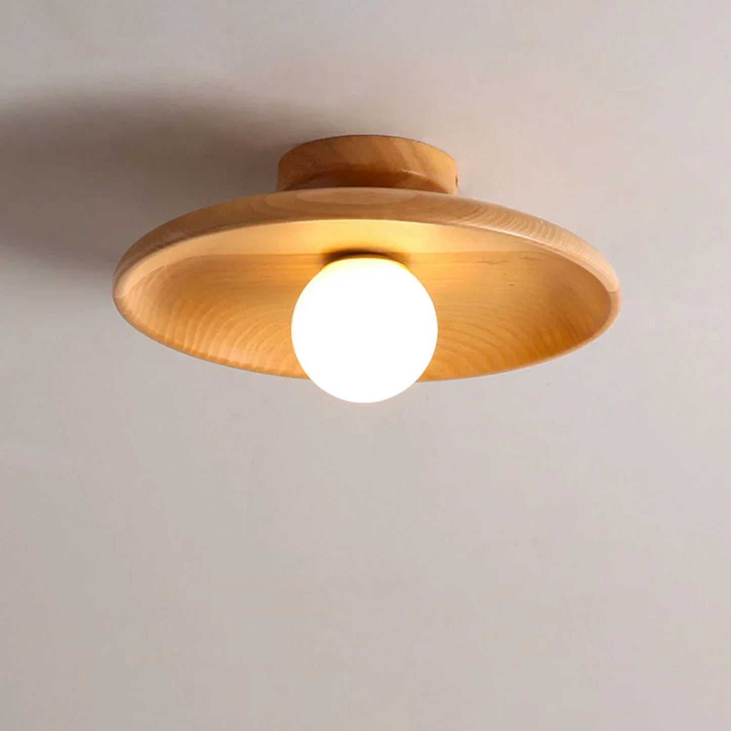 Wood pendant lamp in modern design, LED-compatible ceiling light for living room or dining room