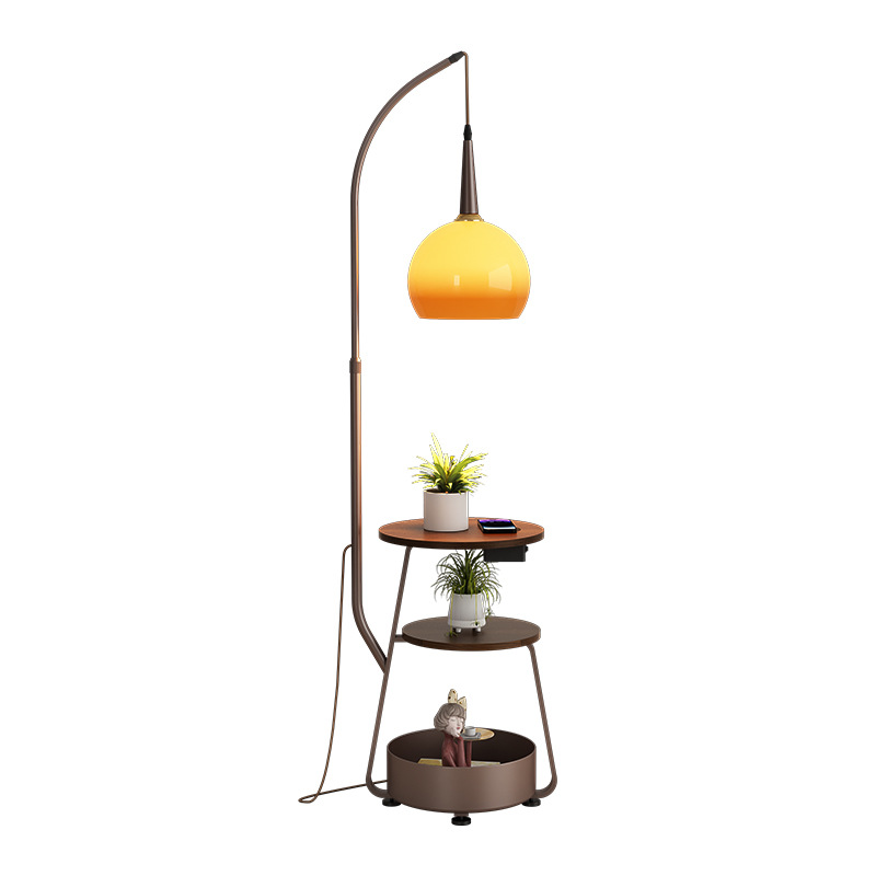 Bauhaus-inspirierter Nachttisch mit integrierter LED-Lampe – E27-Fassung, Metall-Holz-Glas-Mix, funktionales Designstück