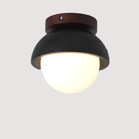 Industrial ceiling light made of concrete and wood – Minimalist design for living room, hallway & kitchen – High-quality accent lighting