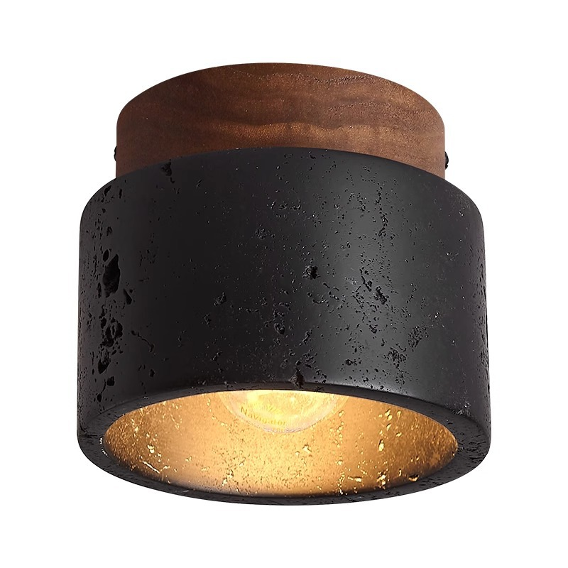 Industrial ceiling light made of concrete and wood – Minimalist design for living room, hallway & kitchen – High-quality accent lighting
