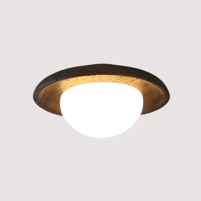 Industrial ceiling light made of concrete and wood – Minimalist design for living room, hallway & kitchen – High-quality accent lighting