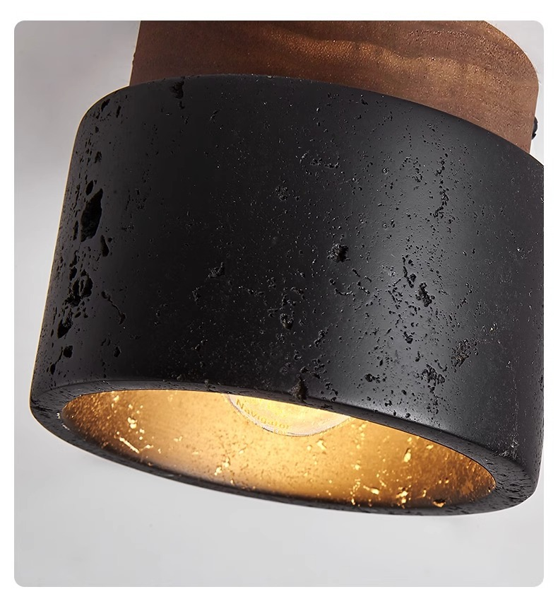 Industrial ceiling light made of concrete and wood – Minimalist design for living room, hallway & kitchen – High-quality accent lighting
