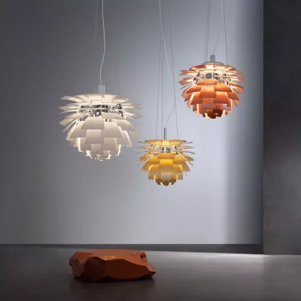 Design-Pendelleuchte “Artichoke Style” – Goldene Hängelampe im skandinavischen Look für Wohnzimmer, Esszimmer & Loft