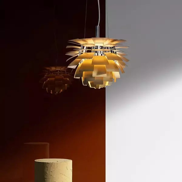 Design-Pendelleuchte “Artichoke Style” – Goldene Hängelampe im skandinavischen Look für Wohnzimmer, Esszimmer & Loft