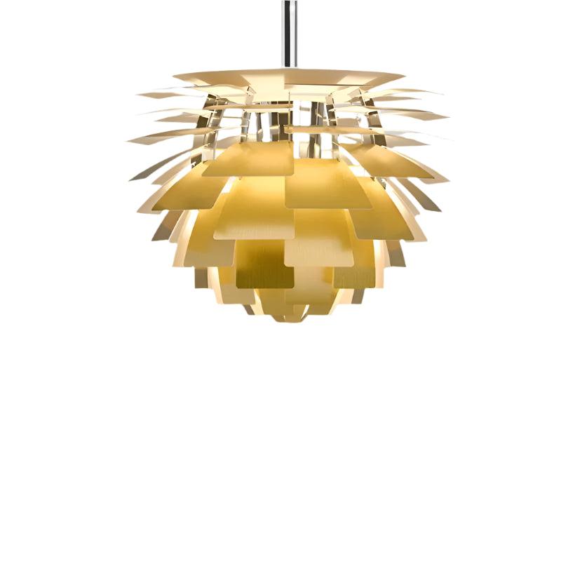 Design-Pendelleuchte “Artichoke Style” – Goldene Hängelampe im skandinavischen Look für Wohnzimmer, Esszimmer & Loft