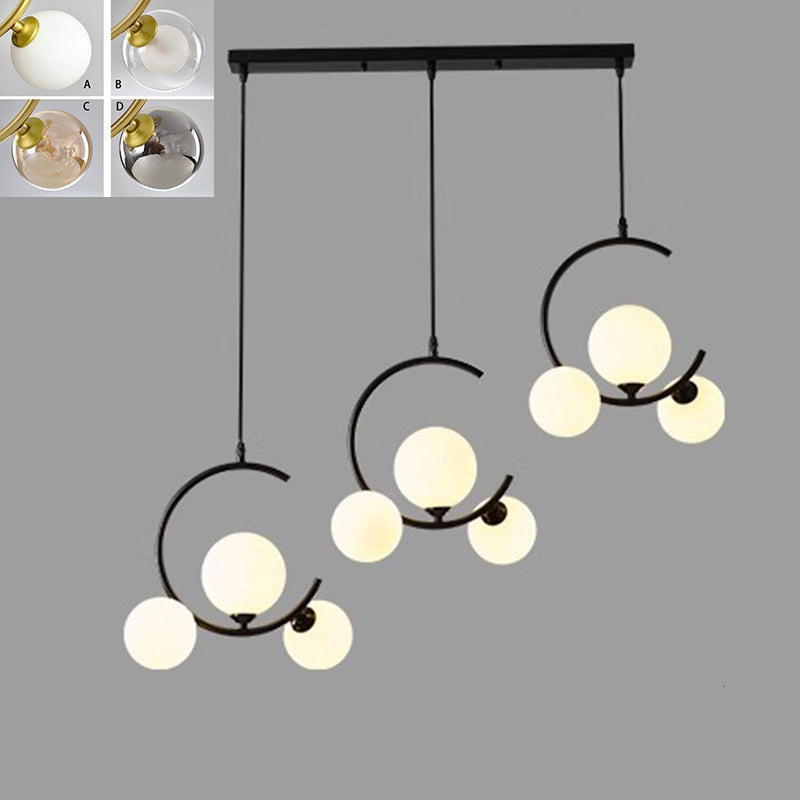 Modernes LED Pendelleuchte mit Glas-Kugeln – Design Deckenlampe im Spiral-Look für Wohnzimmer, Esszimmer & Treppenhaus – Schwarz & Weiß
