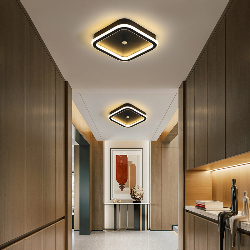 Moderne LED Deckenleuchte im geometrischen Design – Quadratische Flur- und Wohnzimmerlampe mit indirektem Licht