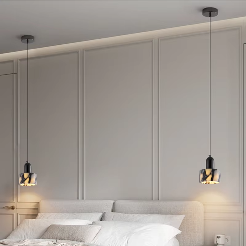 Pendelleuchte mit Marmor-Optik – Moderne Hängelampe für Esszimmer, Küche & Wohnbereich – Elegante Akzentbeleuchtung im Naturstein-Look