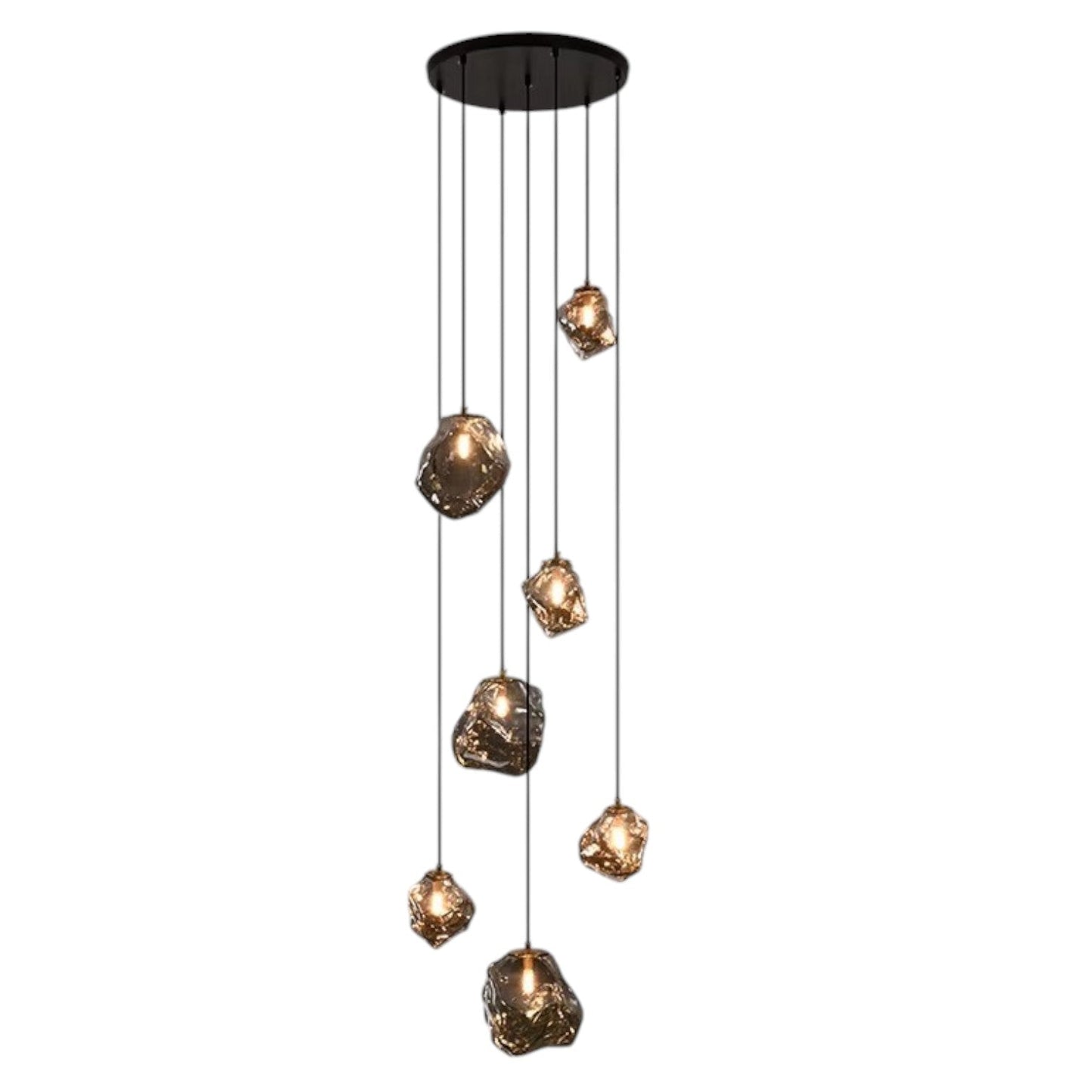 Moderne Design-Hängeleuchte mit Glaspendeln – Exklusive Kronleuchter-Optik für hohe Decken, Treppenhaus & Wohnzimmer – Luxuriöse Statement-Beleuchtung