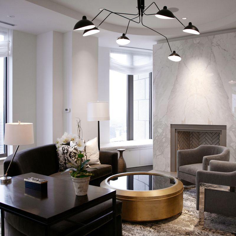 Modern ceiling light in mid-century style – Adjustable multi-arm lamp for living room, dining area & office – Industrial look with design factor