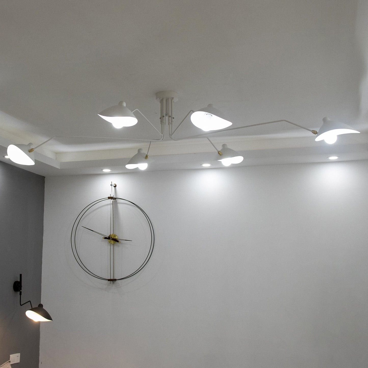 Modern ceiling light in mid-century style – Adjustable multi-arm lamp for living room, dining area & office – Industrial look with design factor