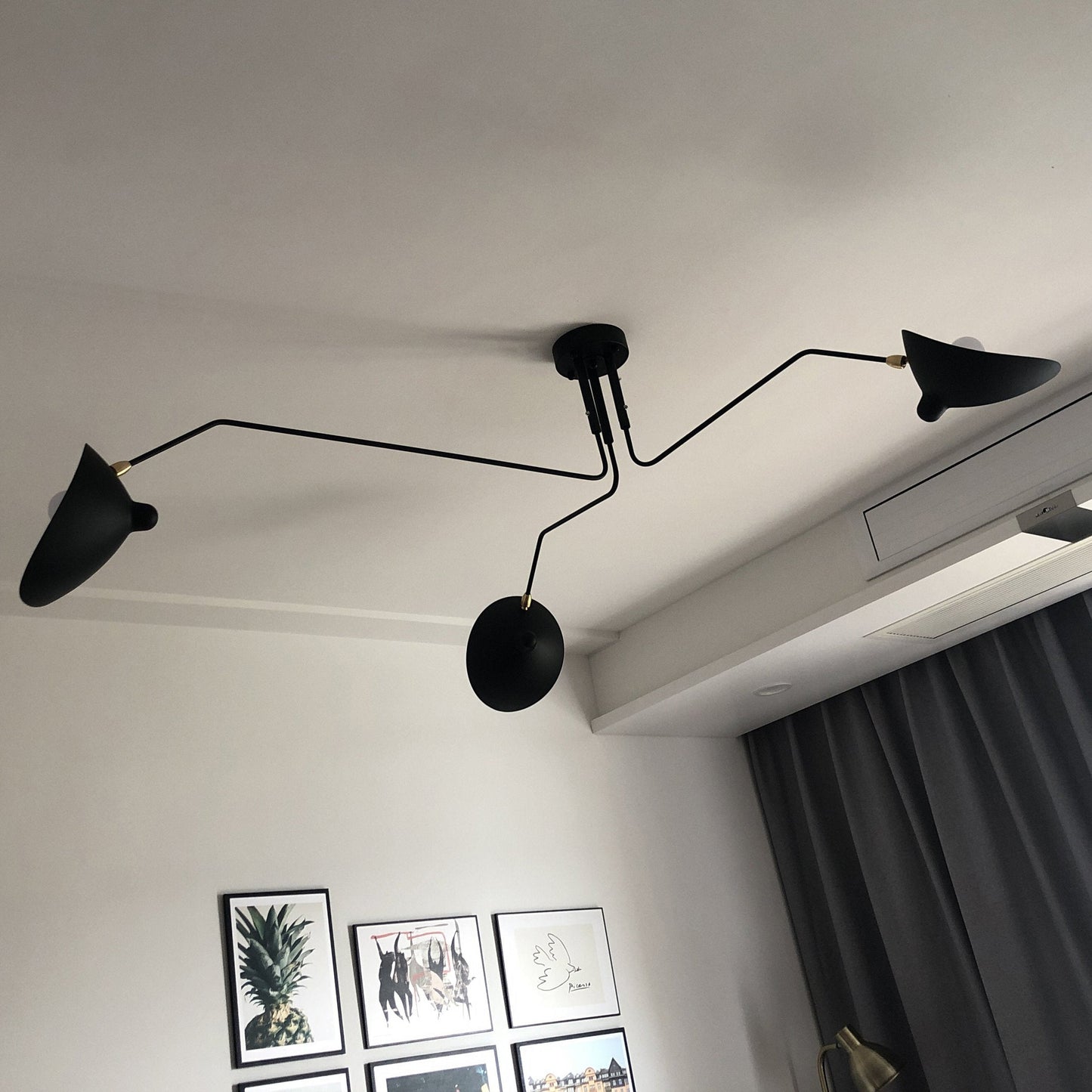 Modern ceiling light in mid-century style – Adjustable multi-arm lamp for living room, dining area & office – Industrial look with design factor