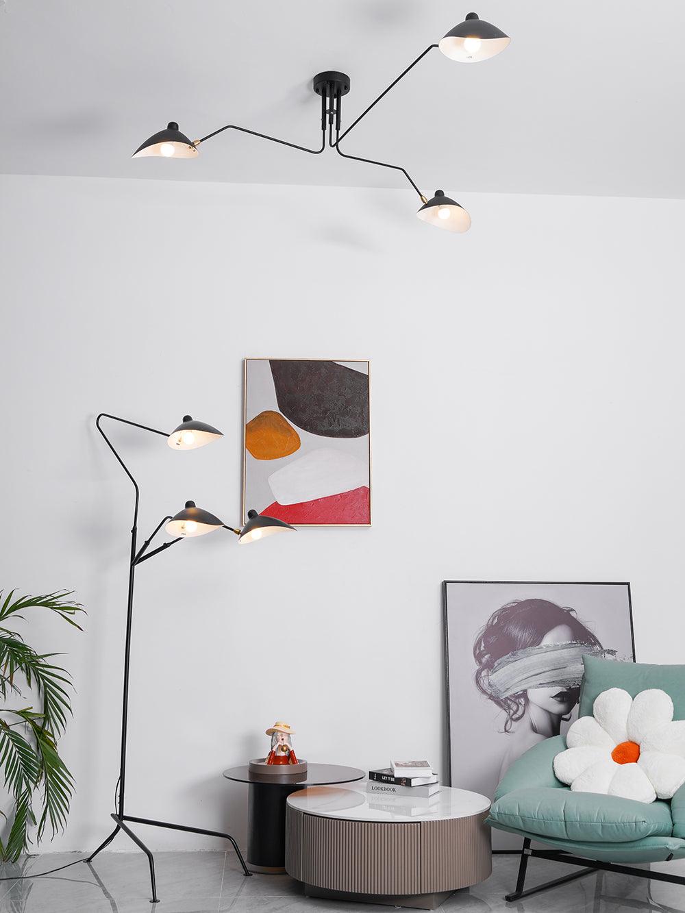 Modern ceiling light in mid-century style – Adjustable multi-arm lamp for living room, dining area & office – Industrial look with design factor