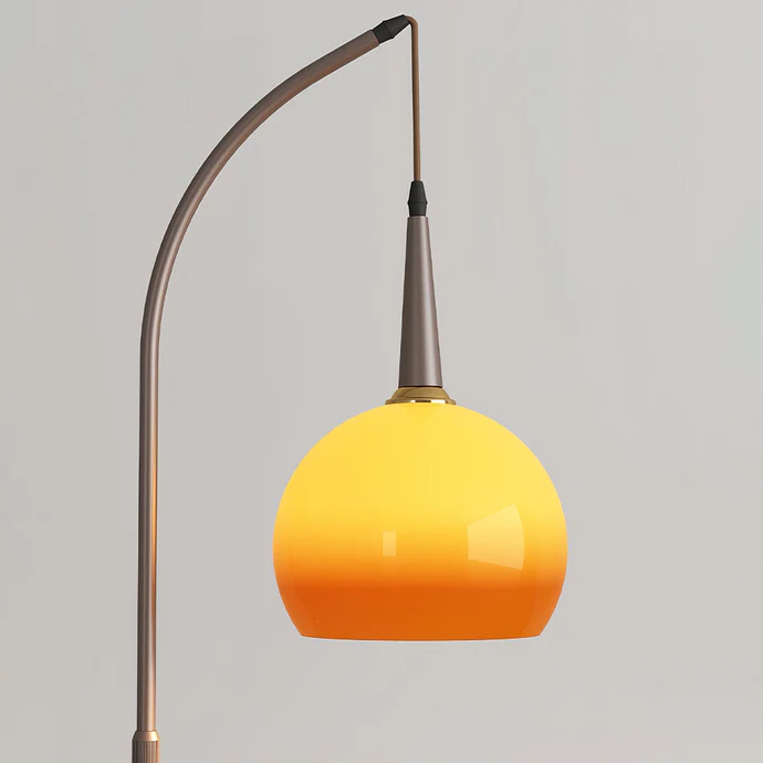 Bauhaus-inspirierter Nachttisch mit integrierter LED-Lampe – E27-Fassung, Metall-Holz-Glas-Mix, funktionales Designstück