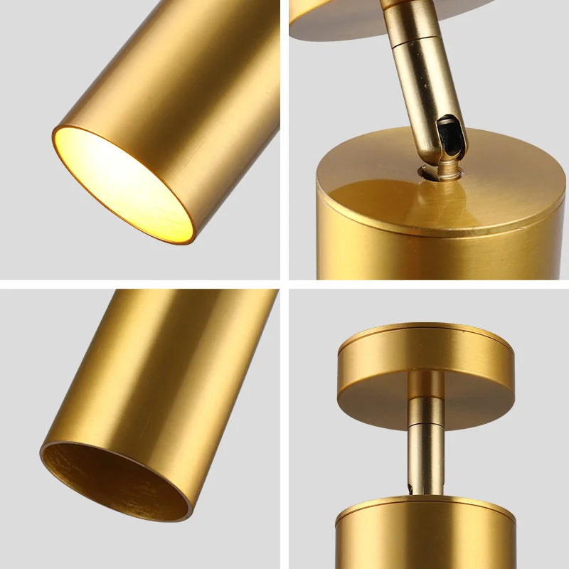 Moderne drehbare LED-Deckenleuchte aus Gold – Verstellbare Beleuchtung für Wohn- und Arbeitsbereiche