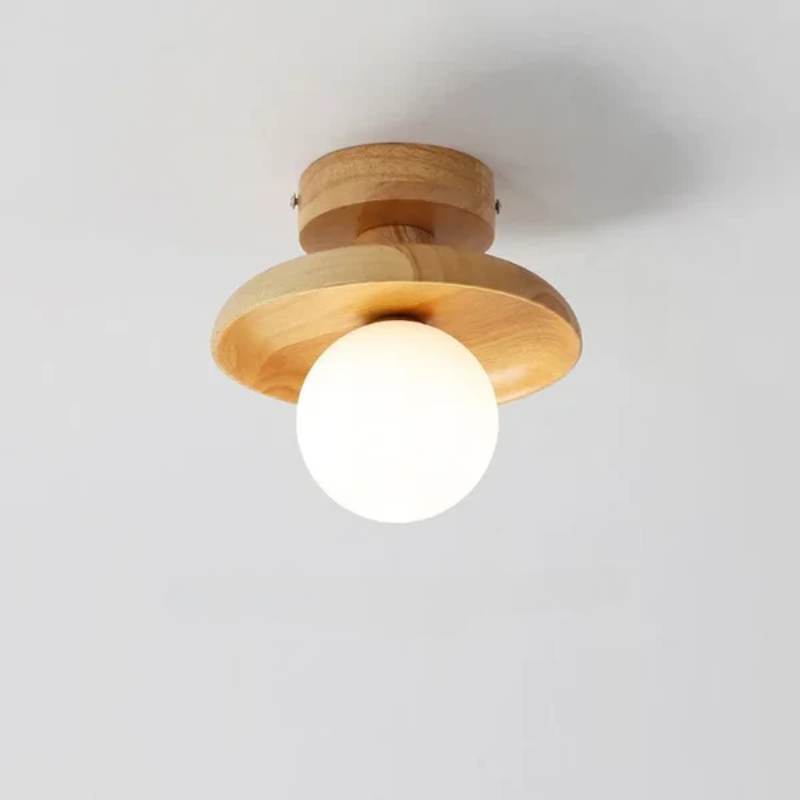 Wood pendant lamp in modern design, LED-compatible ceiling light for living room or dining room