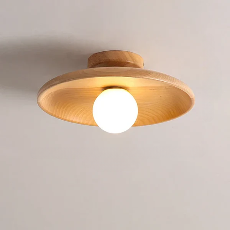 Wood pendant lamp in modern design, LED-compatible ceiling light for living room or dining room