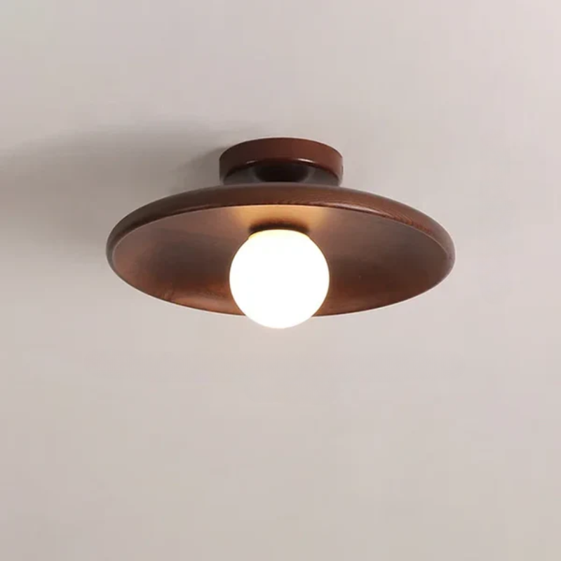Wood pendant lamp in modern design, LED-compatible ceiling light for living room or dining room