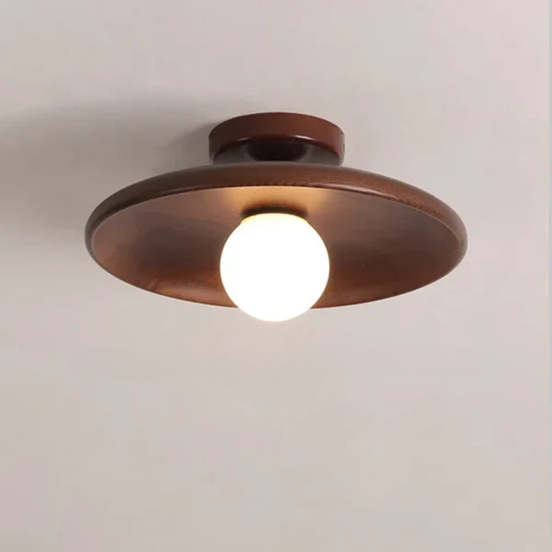 Wood pendant lamp in modern design, LED-compatible ceiling light for living room or dining room