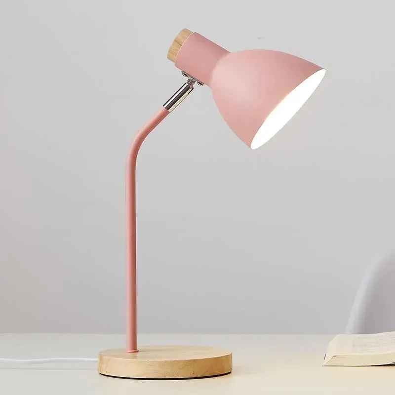 Holz Tischlampe – Kreative skandinavische Schreibtischleuchte aus Holz und Metall