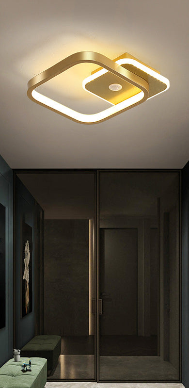 Moderne LED Deckenleuchte im geometrischen Design – Quadratische Flur- und Wohnzimmerlampe mit indirektem Licht