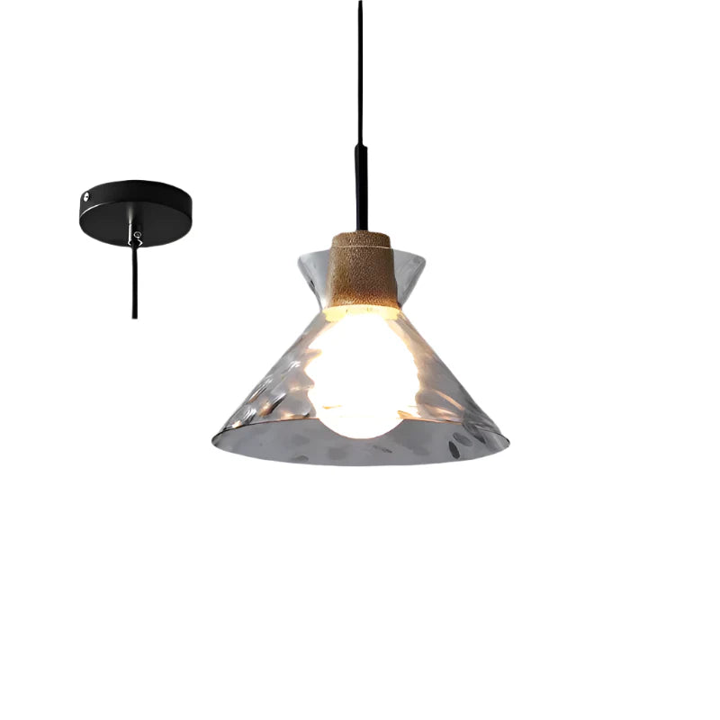 Moderne Pendelleuchte aus Glas mit Holzdetails – 3-flammige Hängelampe für Küche, Esszimmer & Thekenbereich