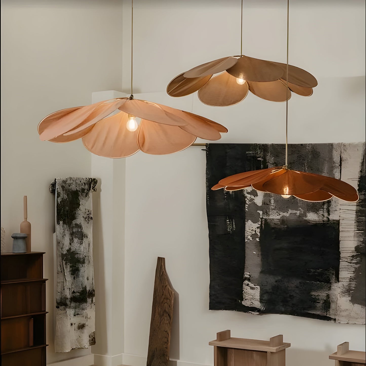 EtherealBloom Light – Modern Fabric Flower Pendant Light