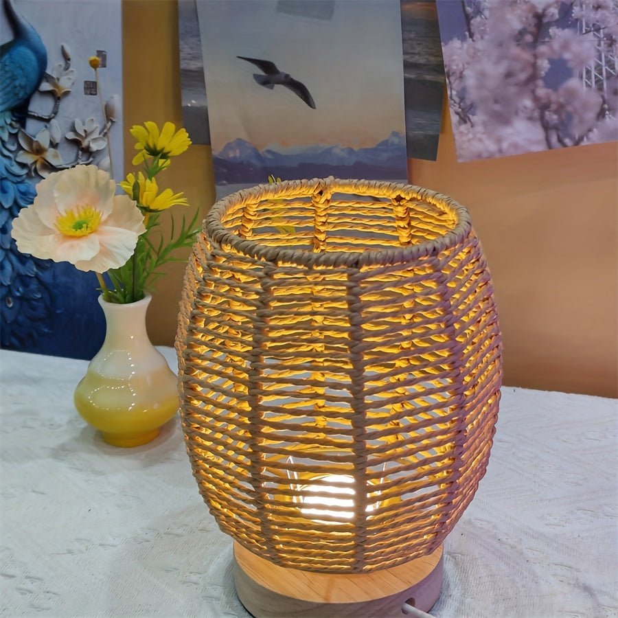 NaturLicht - Handgefertigte Holz-Tischlampe mit warmem LED-Leuchten