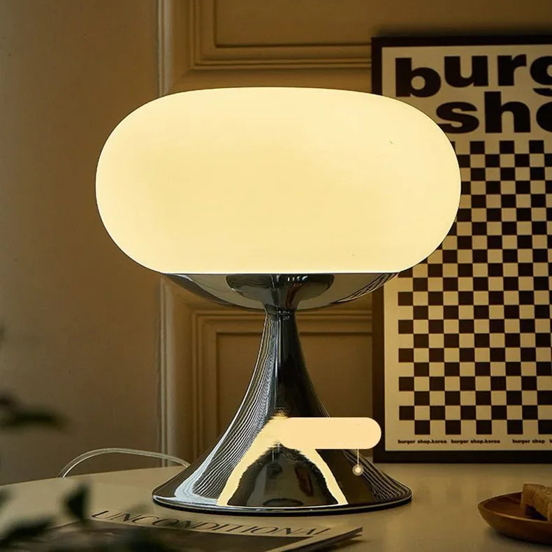 Vintage table lamp in apple design – Bauhaus-inspired glass lamp with E27 socket and rotary switch for stylish accent lighting