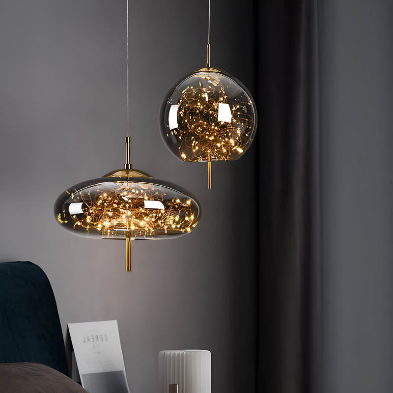 Moderne Glas-Pendelleuchte mit funkelndem Lichterspiel – Designer-Hängelampe für Esszimmer, Wohnzimmer & Hotellobby